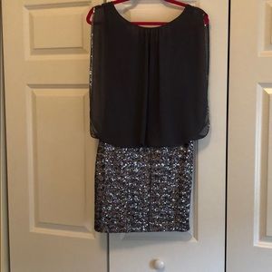 Gray sequined cocktail dress